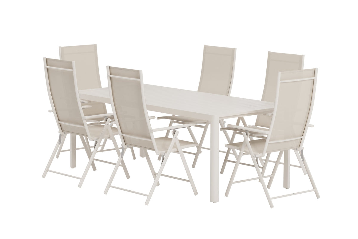 Venture Design Giardini & Levanzo Rektangulära Matbord 200 x 90 Beige + Positionsstolar 2-pack Beige