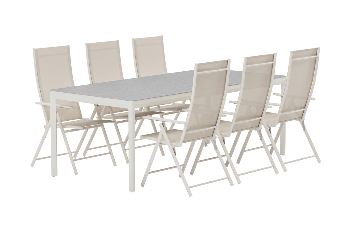 Venture Design Levanzo & Lino Positionsstolar 2-pack Beige + Rektangulära Matbord 220 x 100 Beige
