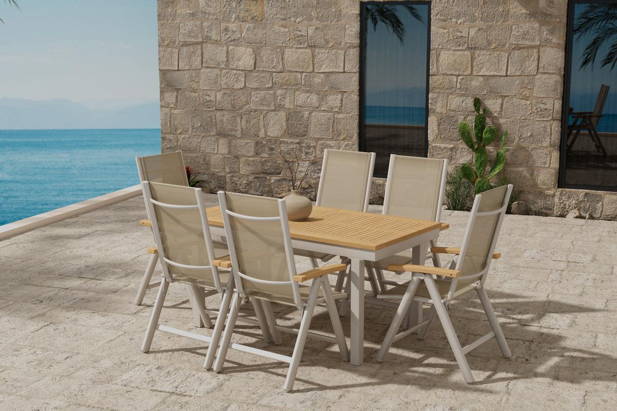 Venture Design Panama Matstolar 2-pack Beige + Rektangulära Matbord 160 x 90 Natur
