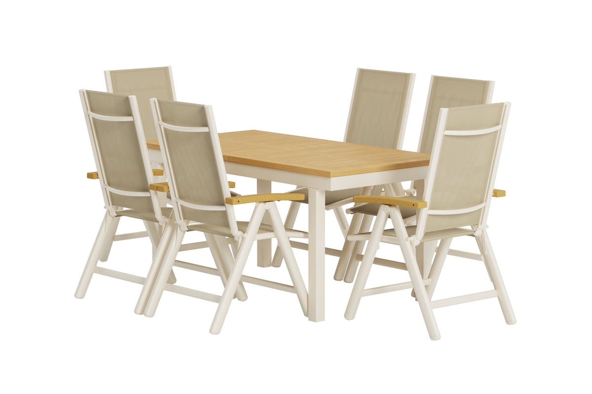 Venture Design Panama Matstolar 2-pack Beige + Rektangulära Matbord 160 x 90 Natur