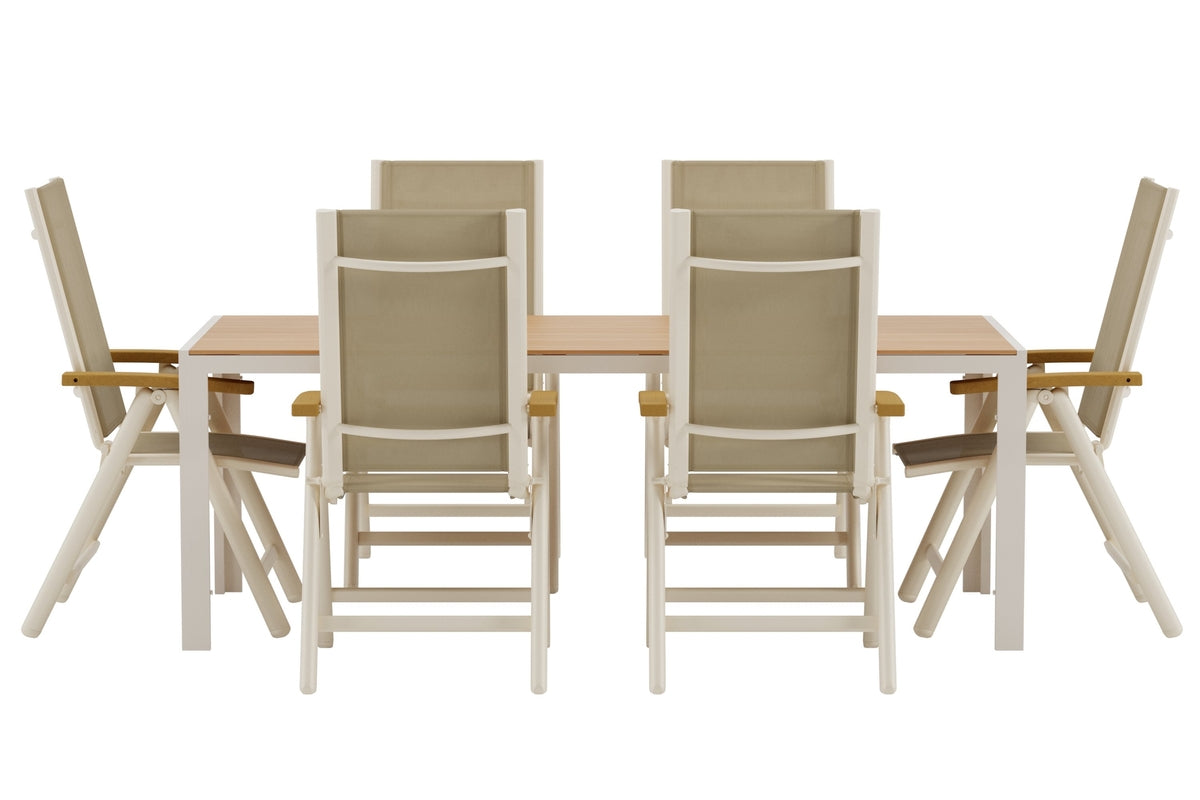 Venture Design Break & Panama Rektangulära Matbord 205 x 90 Beige + Matstolar 2-pack Beige