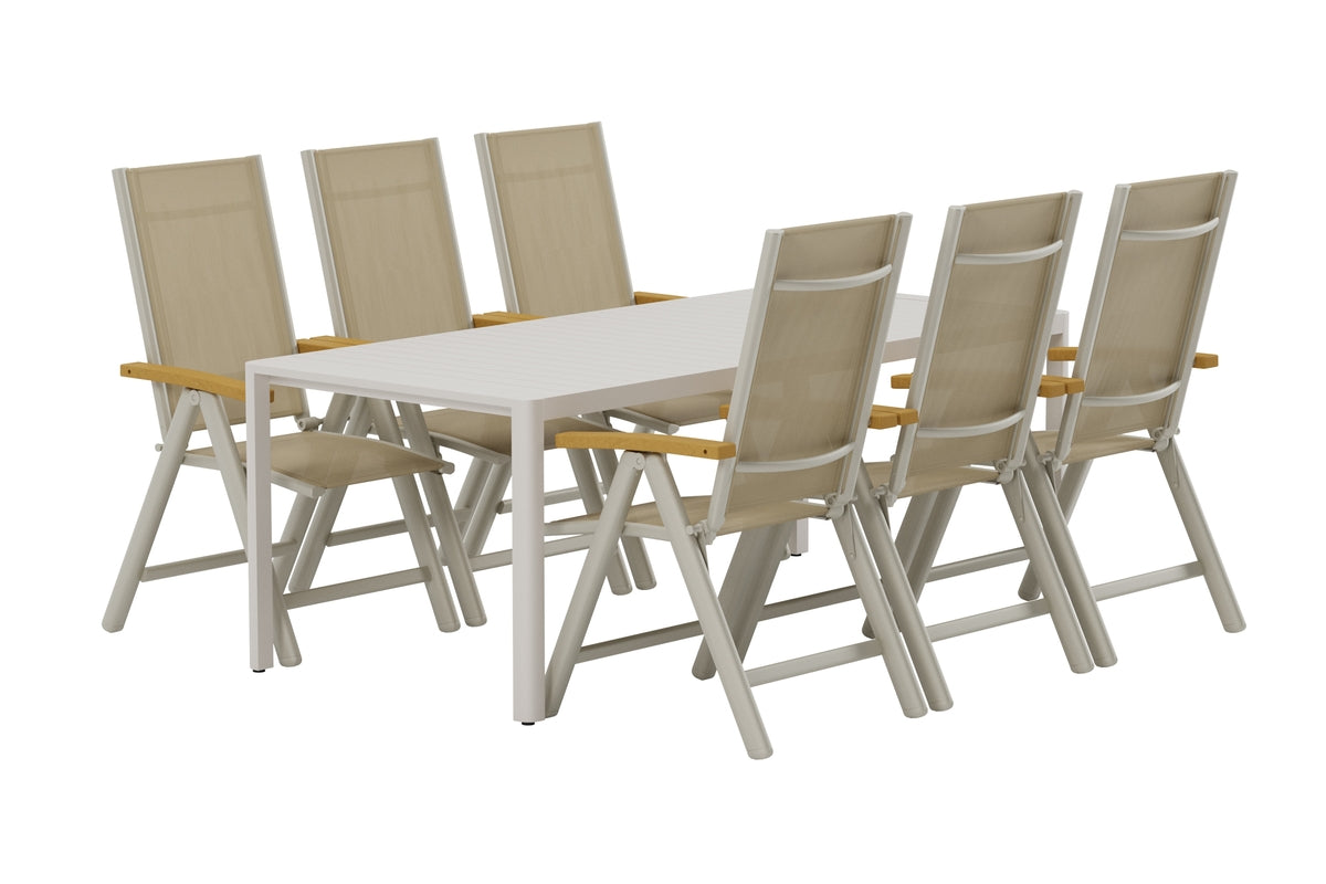 Venture Design Giardini & Panama Rektangulära Matbord 200 x 90 Beige + Matstolar 2-pack Beige