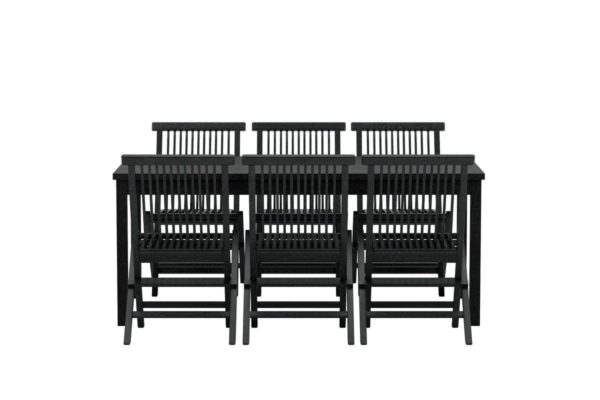 Venture Design Kenya Rektangulära Matbord 180 x 90 Svart + Matstolar 2-pack Svart