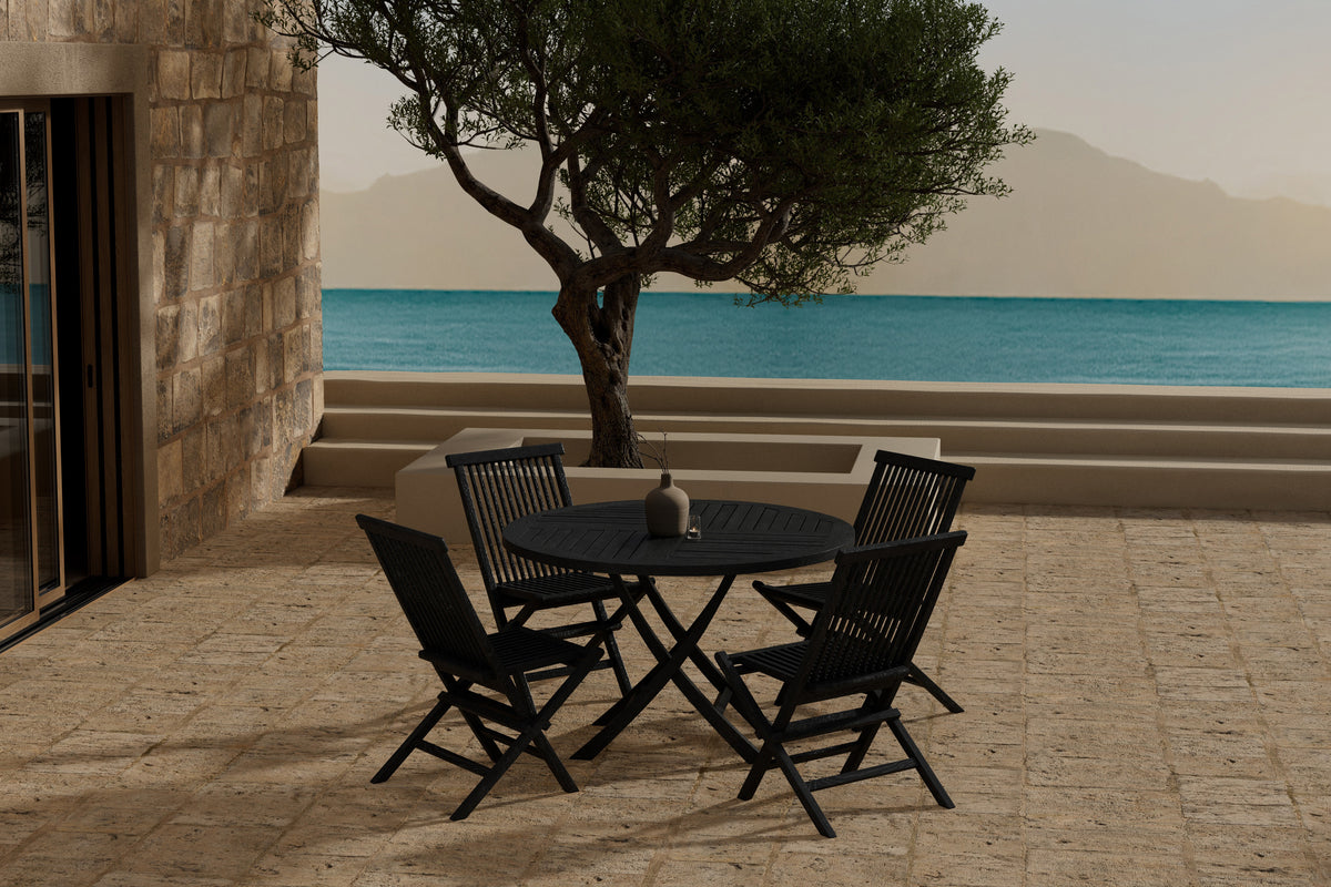 Venture Design Kenya Runda Matbord ⌀120 Svart + Matstolar 2-pack Svart