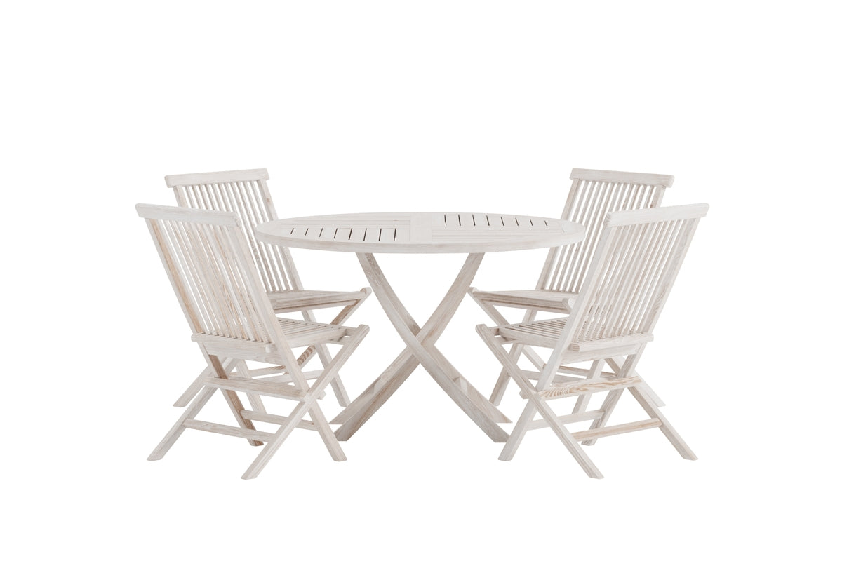 Venture Design Kenya Matstolar 2-pack Vitputsad + Runda Matbord ⌀120 Vitputsad