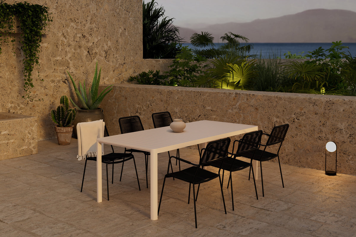 Venture Design Lindos & Giardini Matstolar 2-pack Svart + Rektangulära Matbord 200 x 90 Beige
