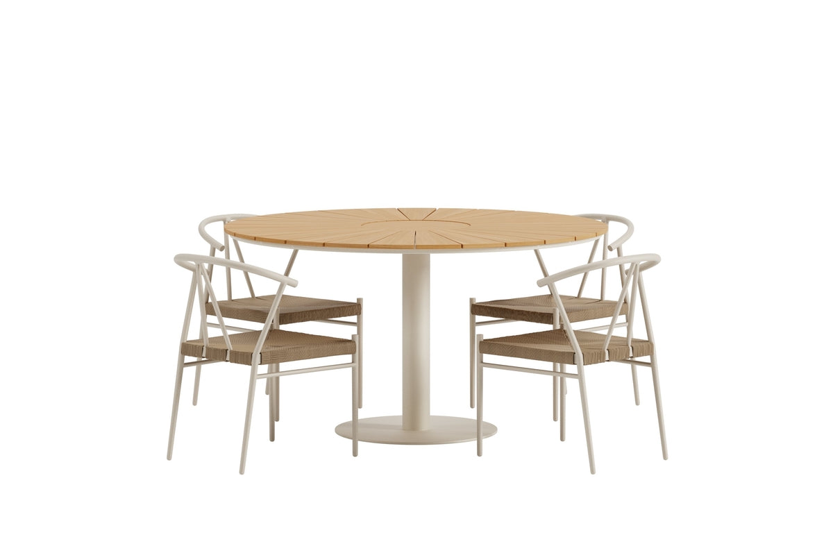 Venture Design Alfons & Croft Matstolar Beige + Runda Matbord Ø120 Beige