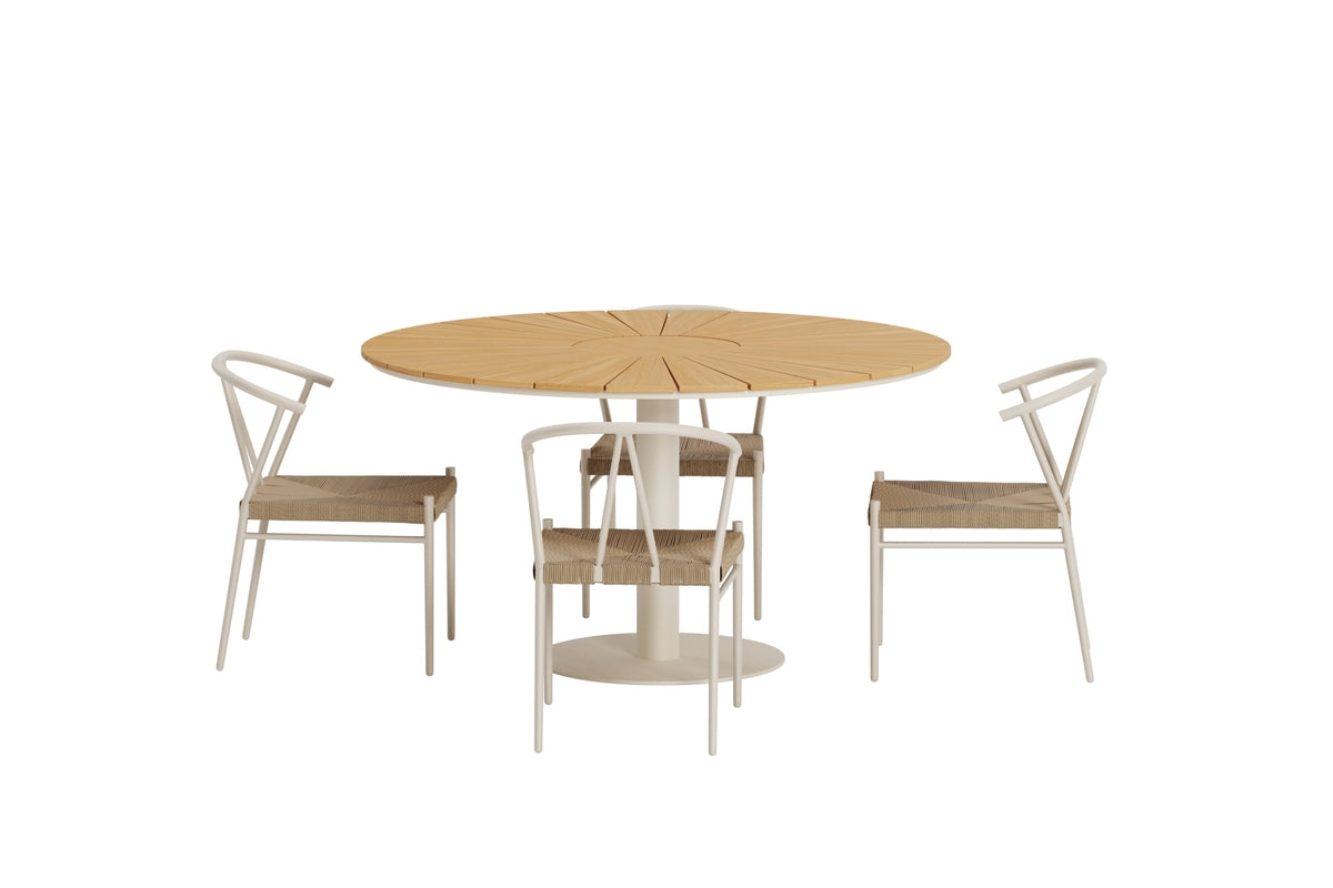 Venture Design Alfons & Croft Matstolar Beige + Runda Matbord Ø120 Beige