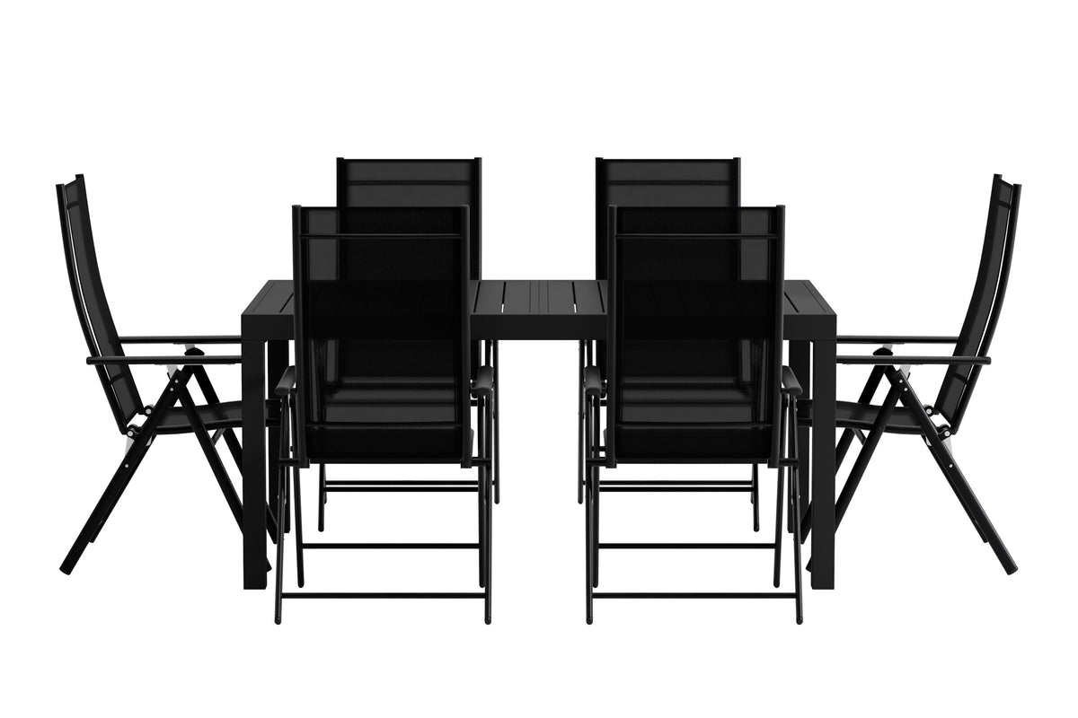 Venture Design Capo & Levanzo Rektangulära Matbord 160/240 x 100 Svart + Positionsstolar 2-pack Svart