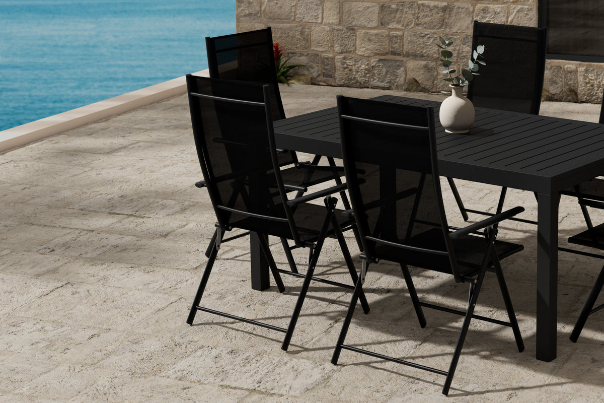 Venture Design Capo & Levanzo Rektangulära Matbord 160/240 x 100 Svart + Positionsstolar 2-pack Svart