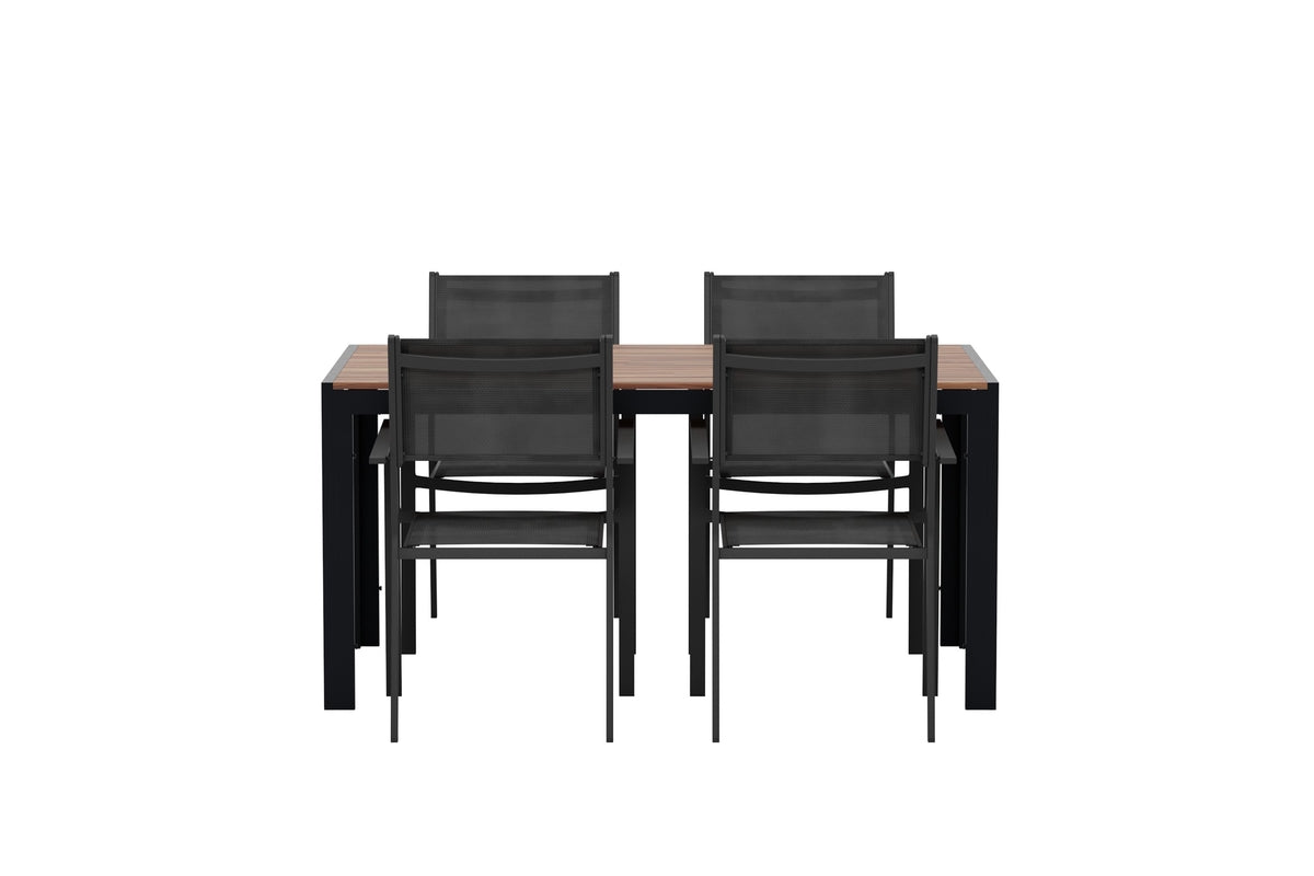 Venture Design Copacabana & Break Matstolar 2-pack Svart + Rektangulära Matbord 150 x 90 Svart