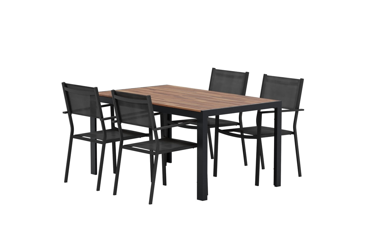 Venture Design Copacabana & Break Matstolar 2-pack Svart + Rektangulära Matbord 150 x 90 Svart