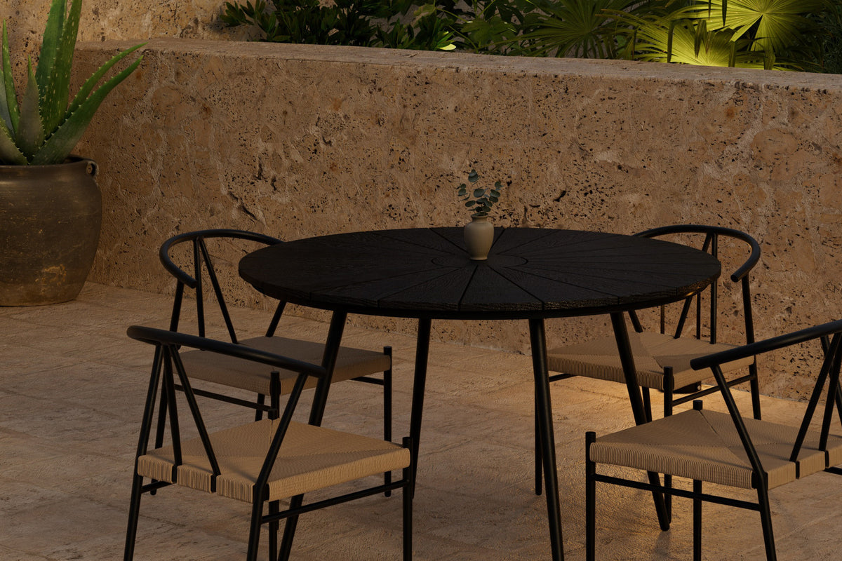 Venture Design San Vito & Alfons Runda Matbord ⌀120 Svart + Matstolar Svart