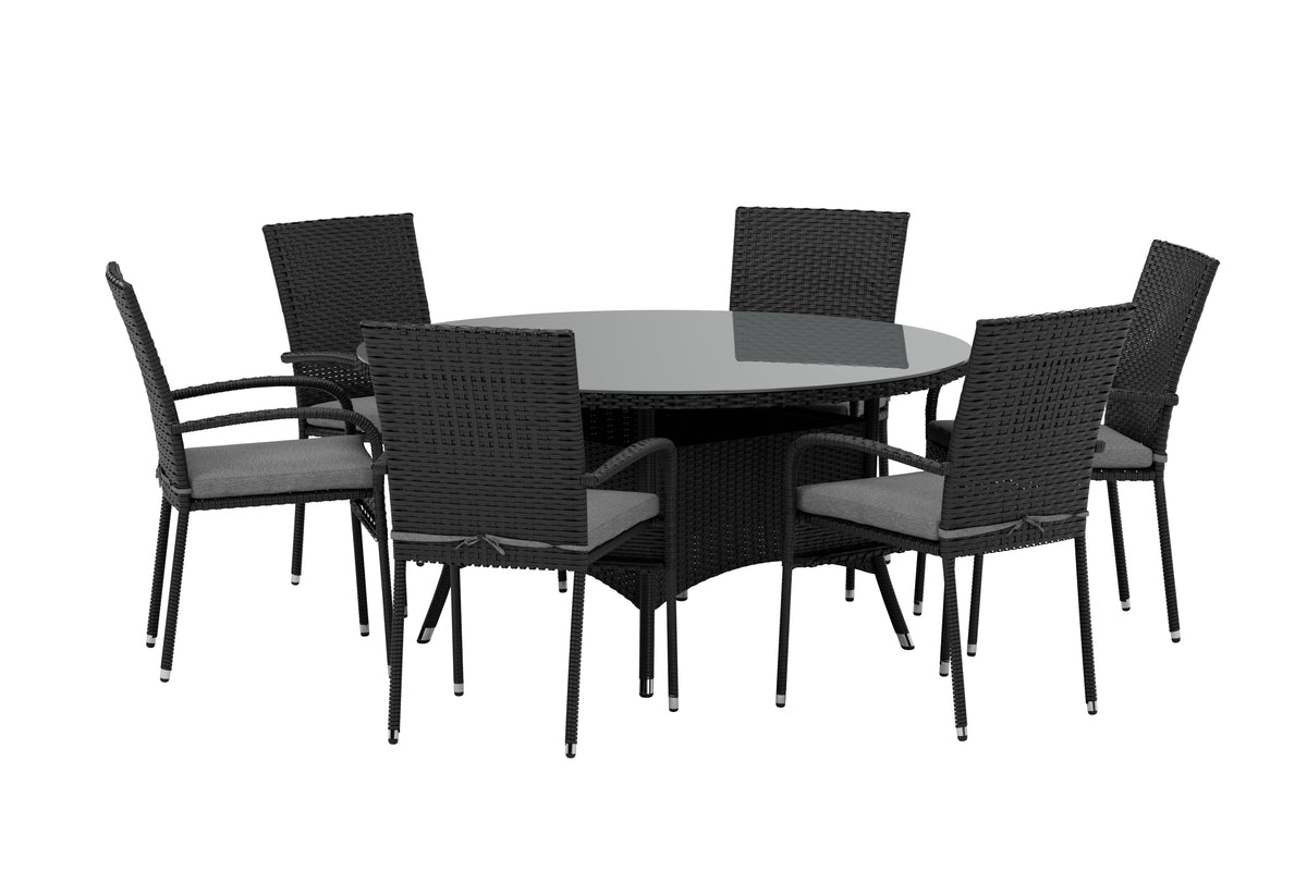 Venture Design Volta & Anna Runda Matbord ⌀150 Svart + Matstolar 2-pack Svart
