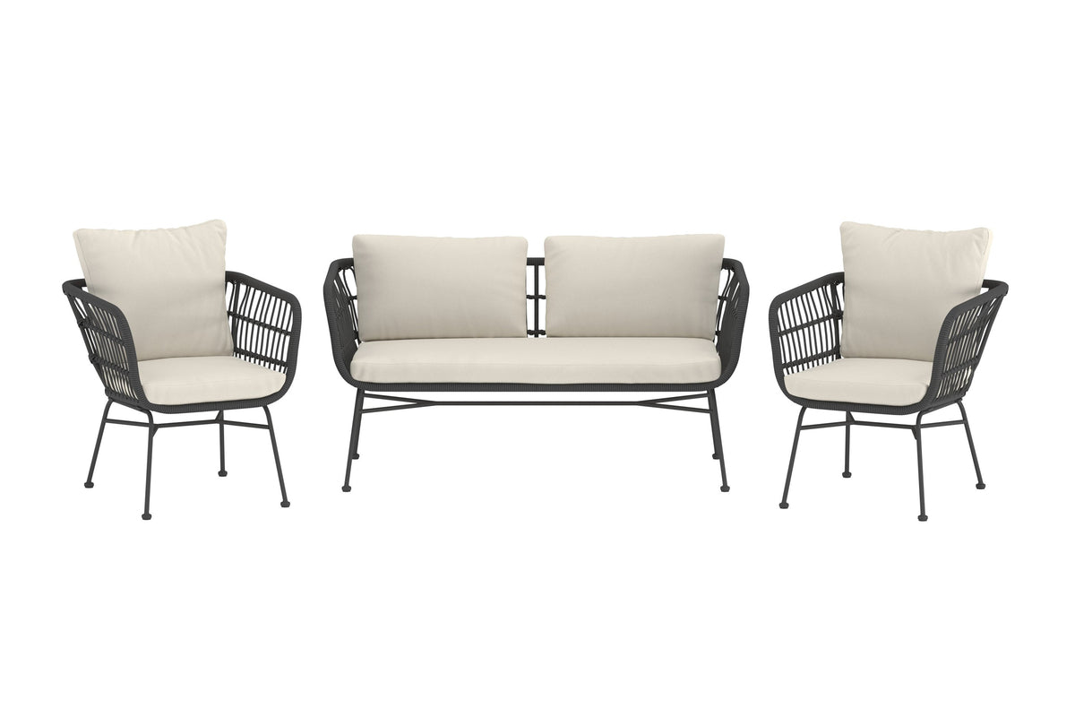 Venture Design Isola 3-sits soffor Svart + Matstolar 1 Svart