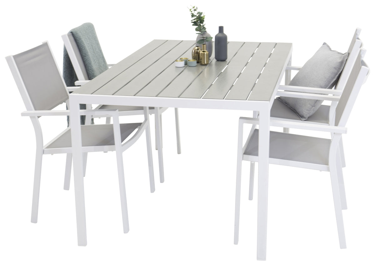 Venture Design Break Table 150*90 - White/Grey, Copacabana Stacking Chair - White/Grey_4