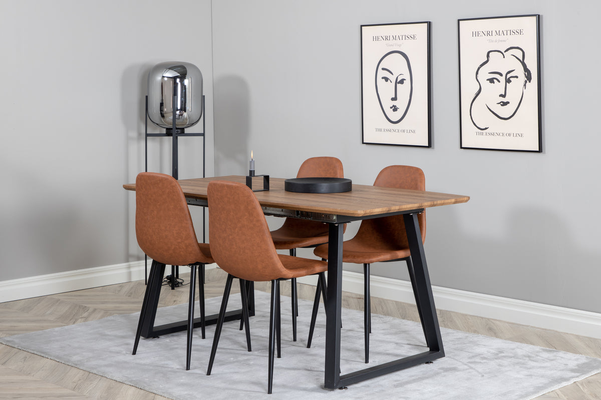 Venture Design Polar & Inca Matstolar 2-pack Brun + Rektangulära Matbord 160 x 85 Valnöt