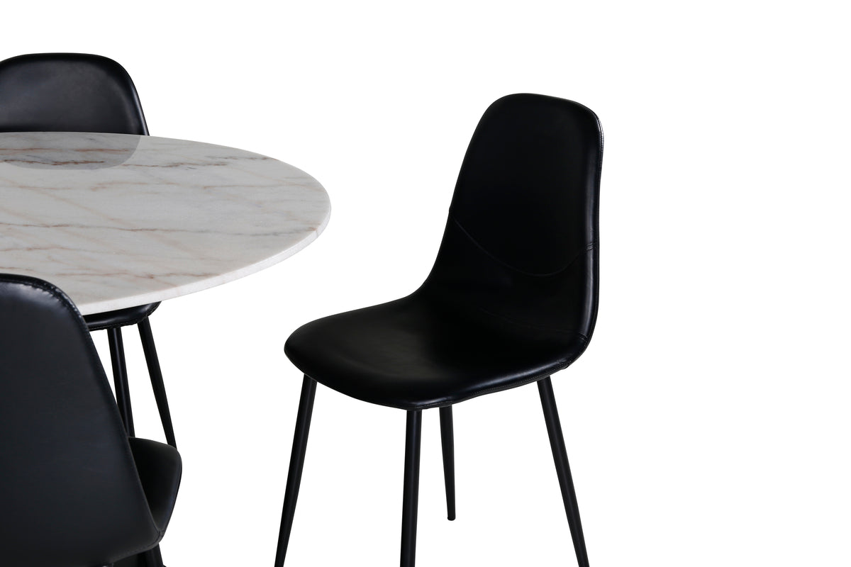 Venture Design Polar & Estelle Matstolar 2-pack Svart + Runda Matbord ⌀106 Vit