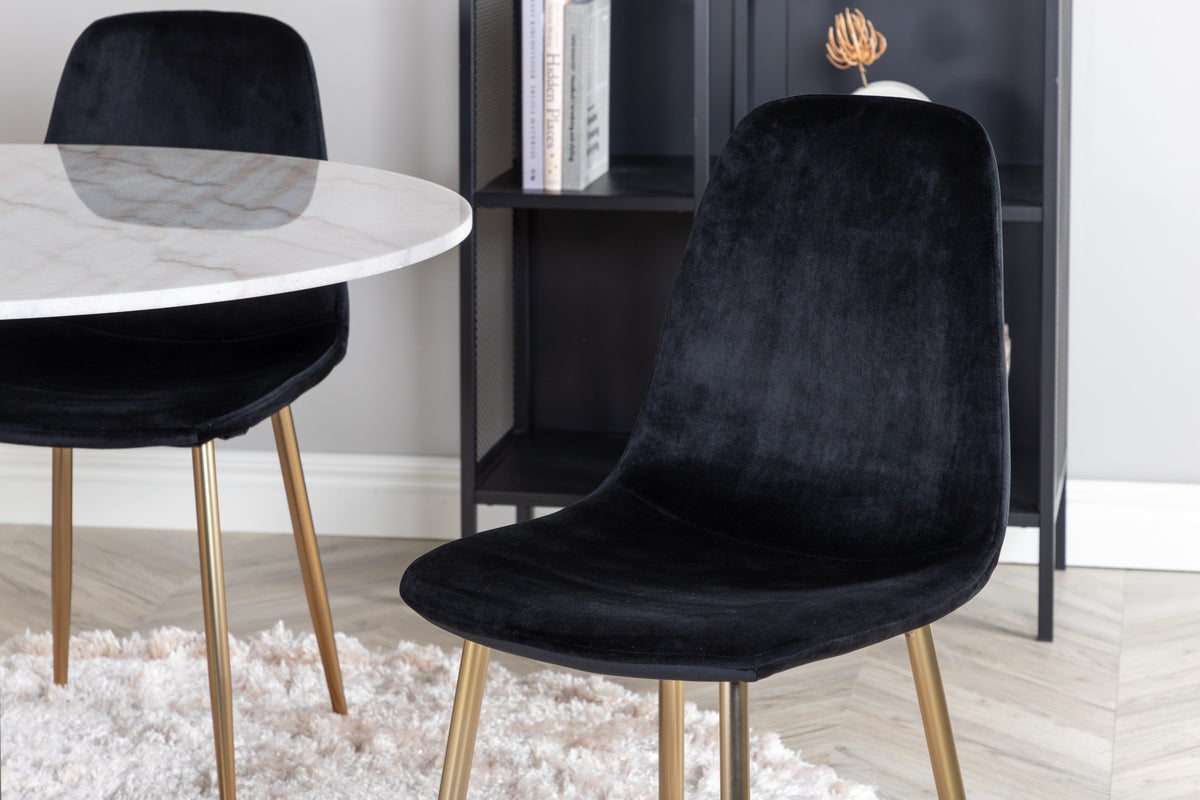 Venture Design Estelle & Polar Runda Matbord ⌀106 Vit + Matstolar 2-pack Svart