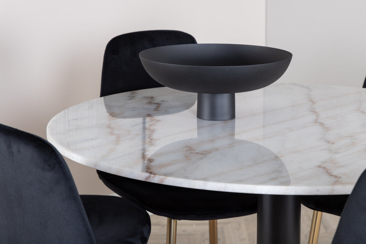 Venture Design Estelle & Polar Matbord ⌀106 + Matstolar Svart