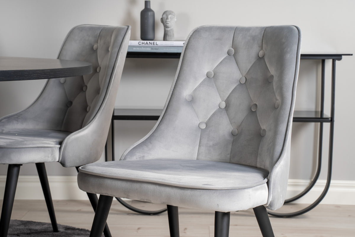 Venture Design Velvet Deluxe Matstolar 2-pack Ljusgrå