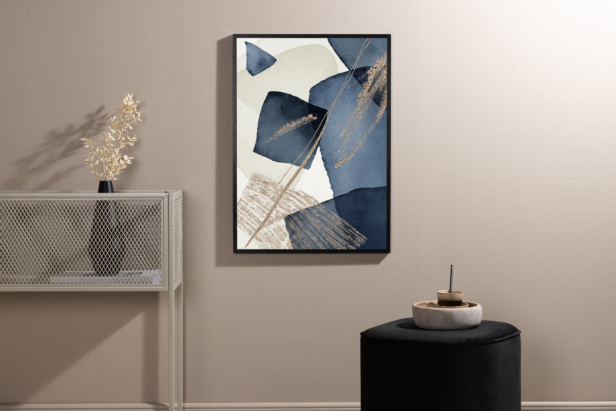 Venture Design Blue Swirl Posters Beige