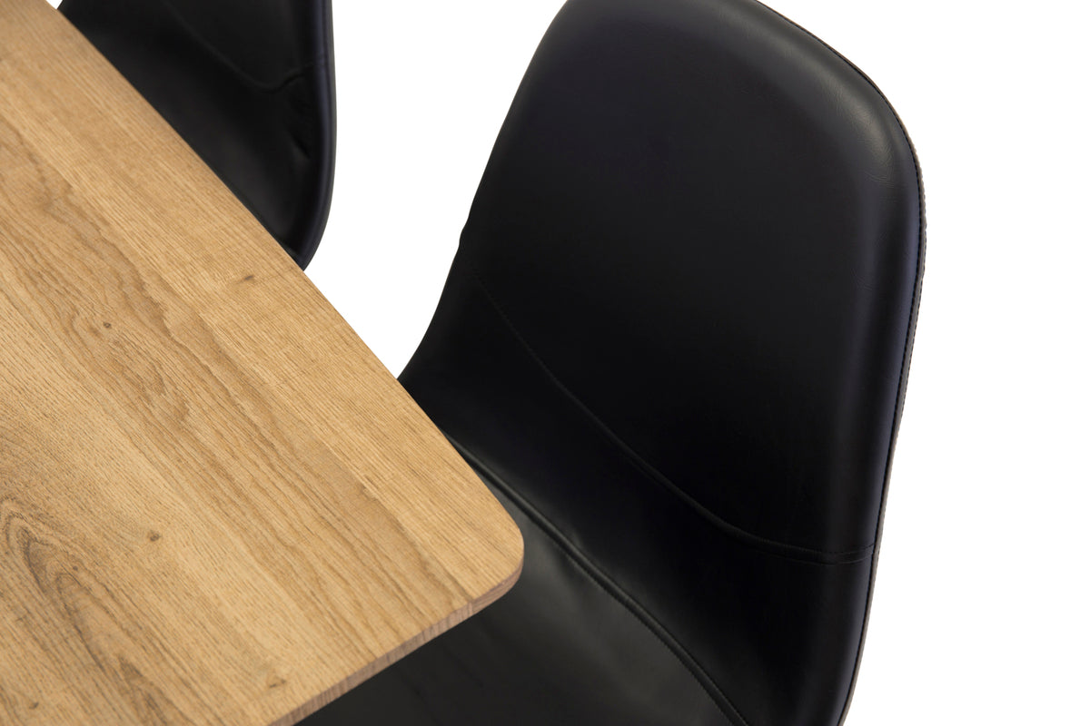 Venture Design Polar & Inca Matstolar 2-pack Svart + Rektangulära Matbord 160 x 85 Valnöt