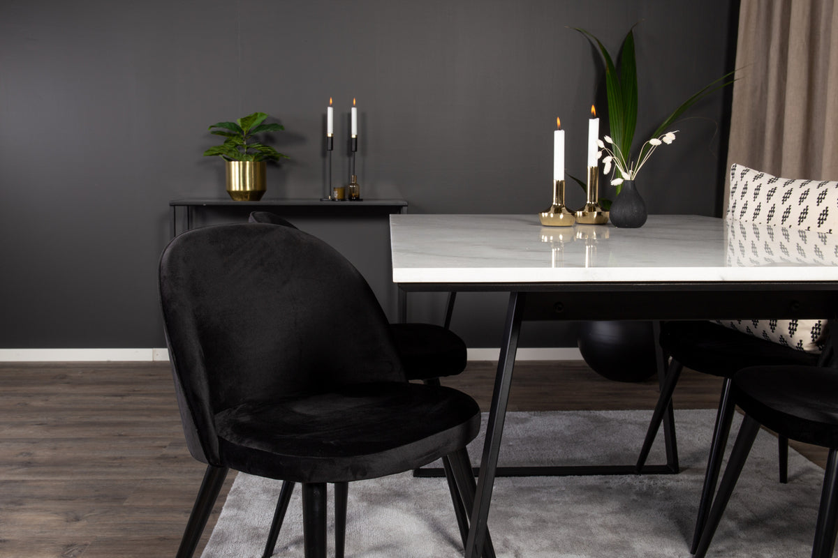 Venture Design Estelle & Velvet Rektangulära Matbord 140 x 90 Svart + Matstolar 2-pack Svart