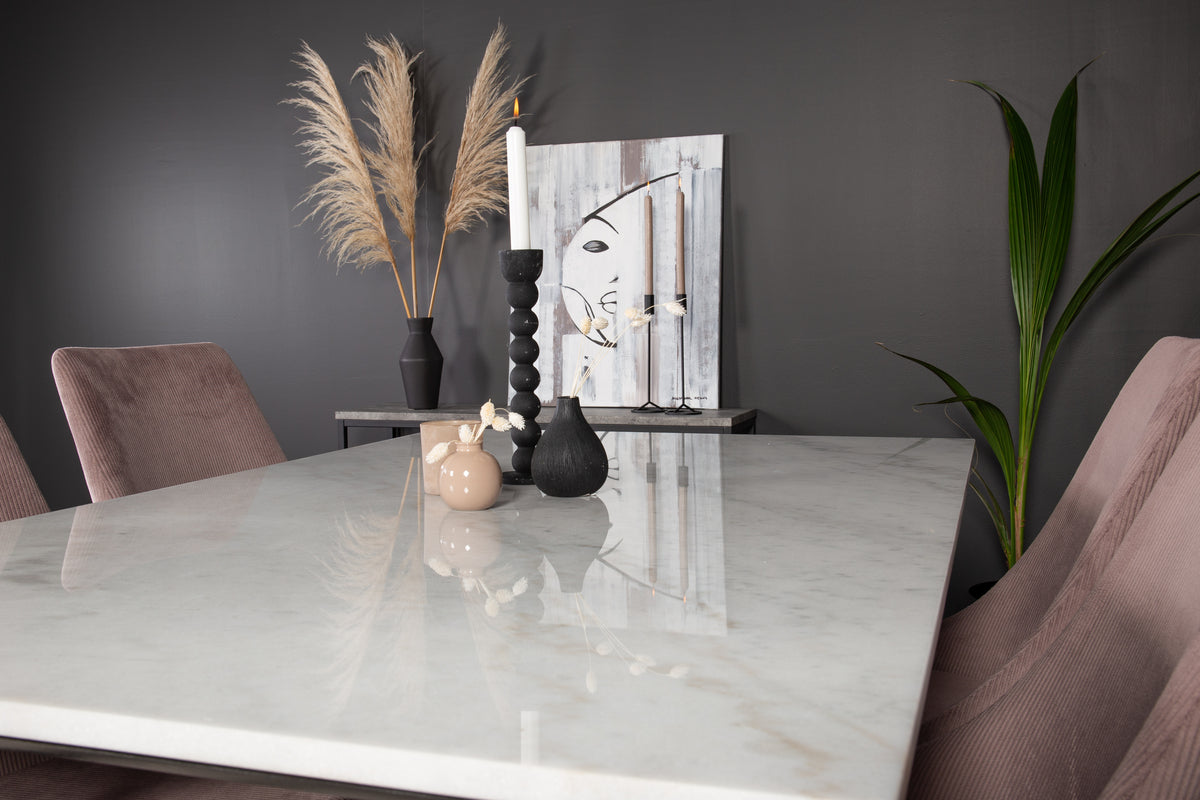 Venture Design Leone & Estelle Matstolar 2-pack Gammelrosa + Rektangulära Matbord 140 x 90 Svart