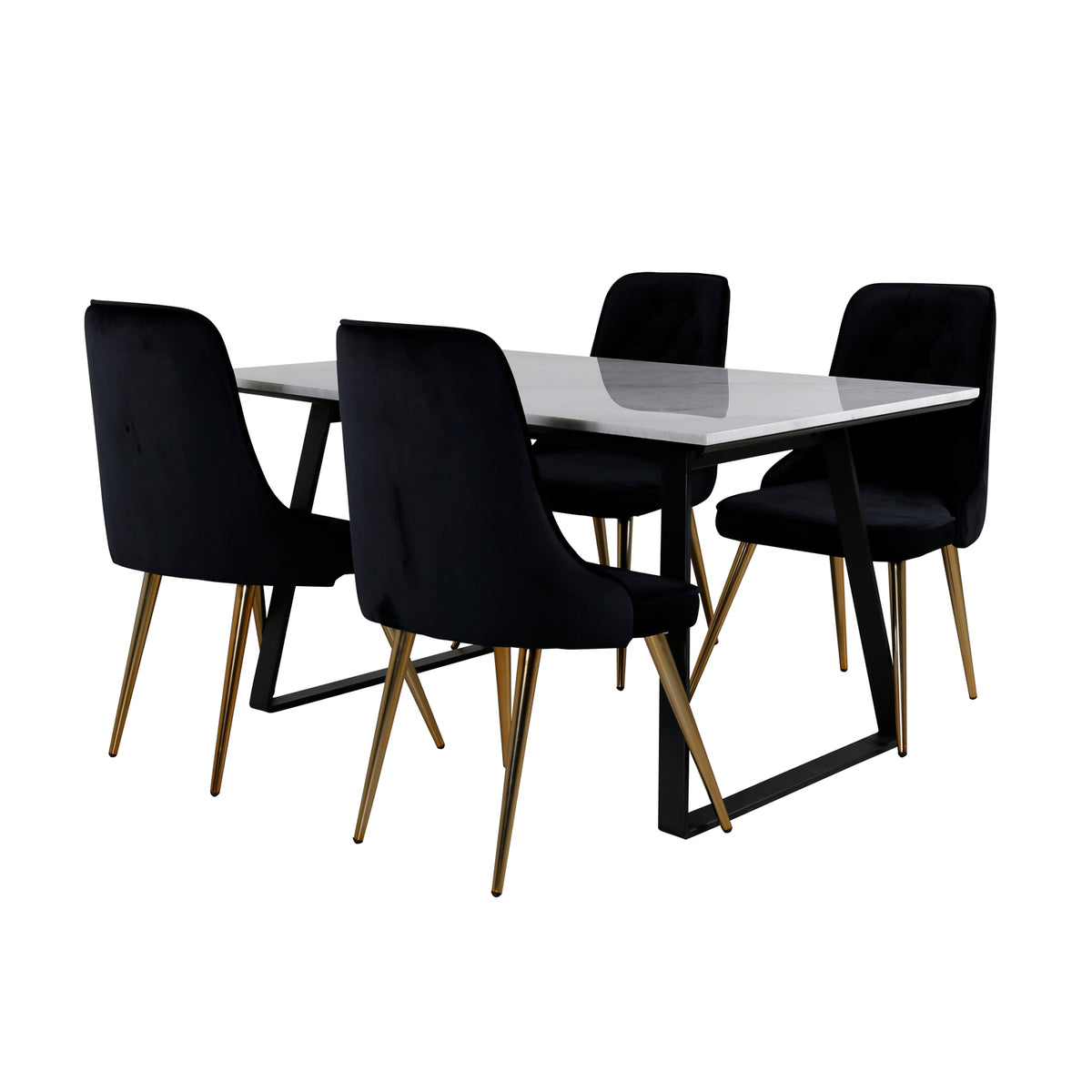 Venture Design Estelle & Velvet Deluxe Matbord 90x140 + Matstolar Svart
