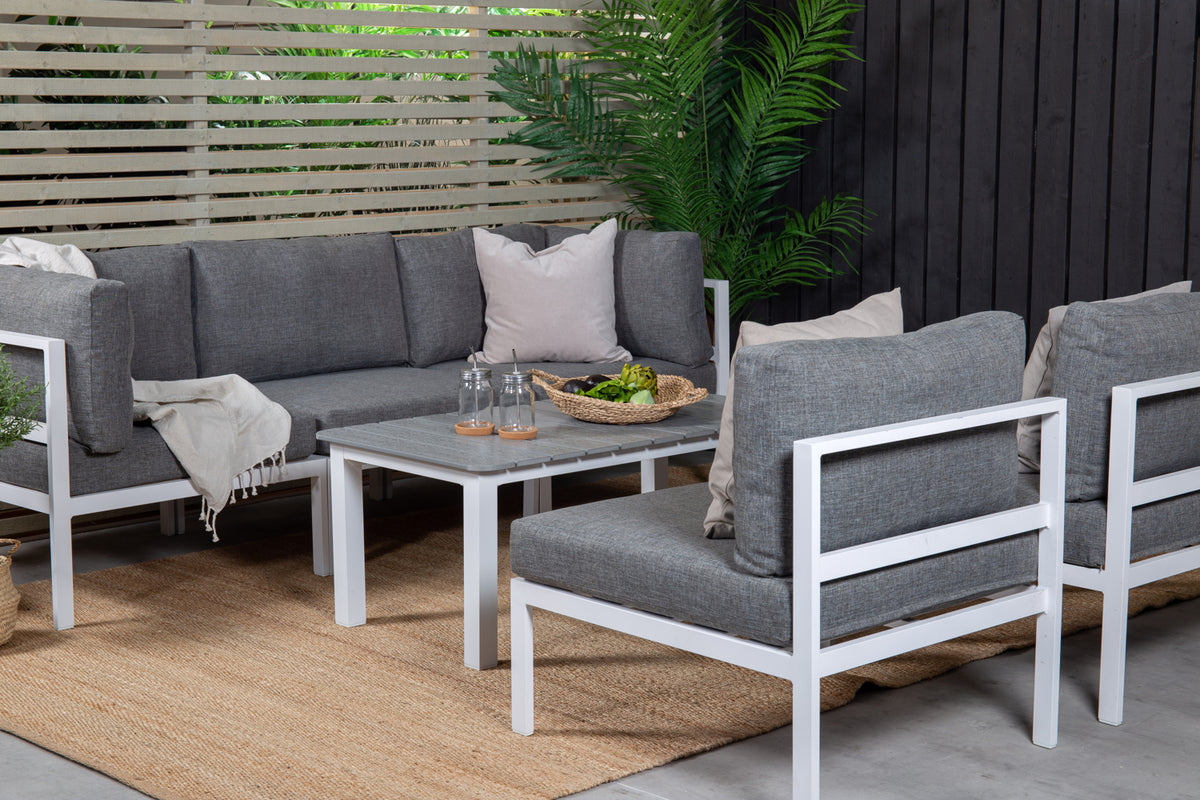 Venture Design Parma & Copacabana Soffbord 110 x 60 Grå + Soffmoduler Vit