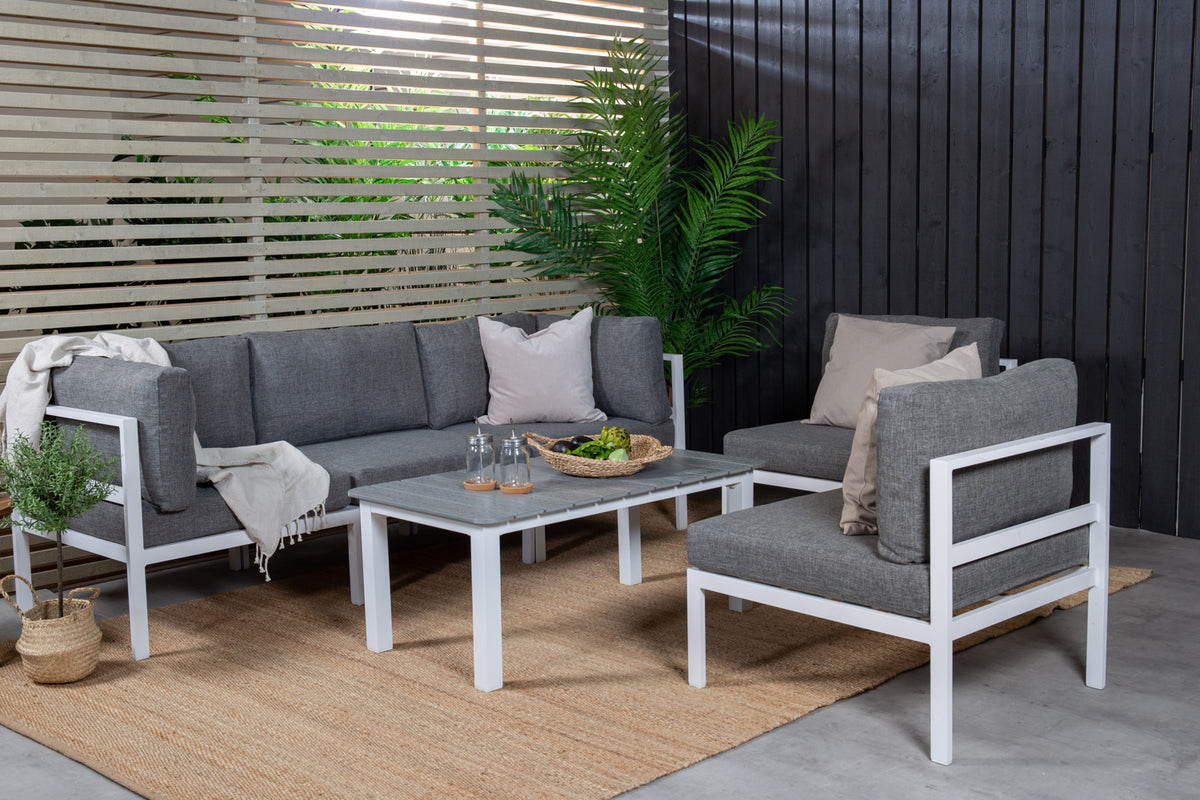 Venture Design Parma & Copacabana Soffbord 110 x 60 Grå + Soffmoduler Vit