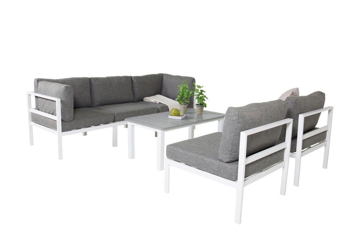 Venture Design Parma & Copacabana Soffbord 110 x 60 Grå + Soffmoduler Vit