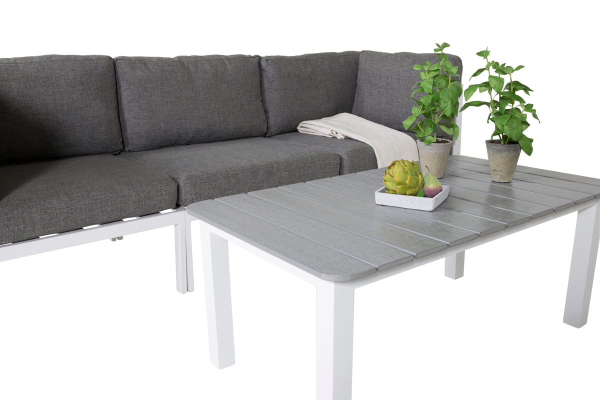 Venture Design Parma & Copacabana Soffbord 110 x 60 Grå + Soffmoduler Vit