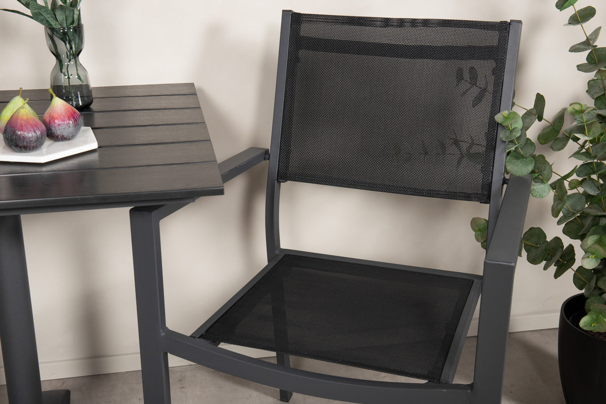 Venture Design Colorado & Copacabana Cafebord 70 x 70 Svart + Matstolar Svart