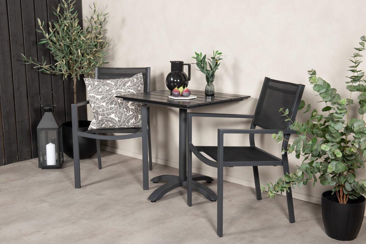 Venture Design Colorado & Copacabana Cafebord 70 x 70 Svart + Matstolar Svart