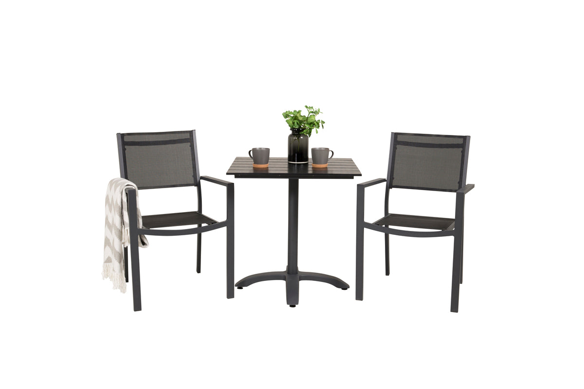 Venture Design Colorado & Copacabana Cafebord 70 x 70 Svart + Matstolar Svart