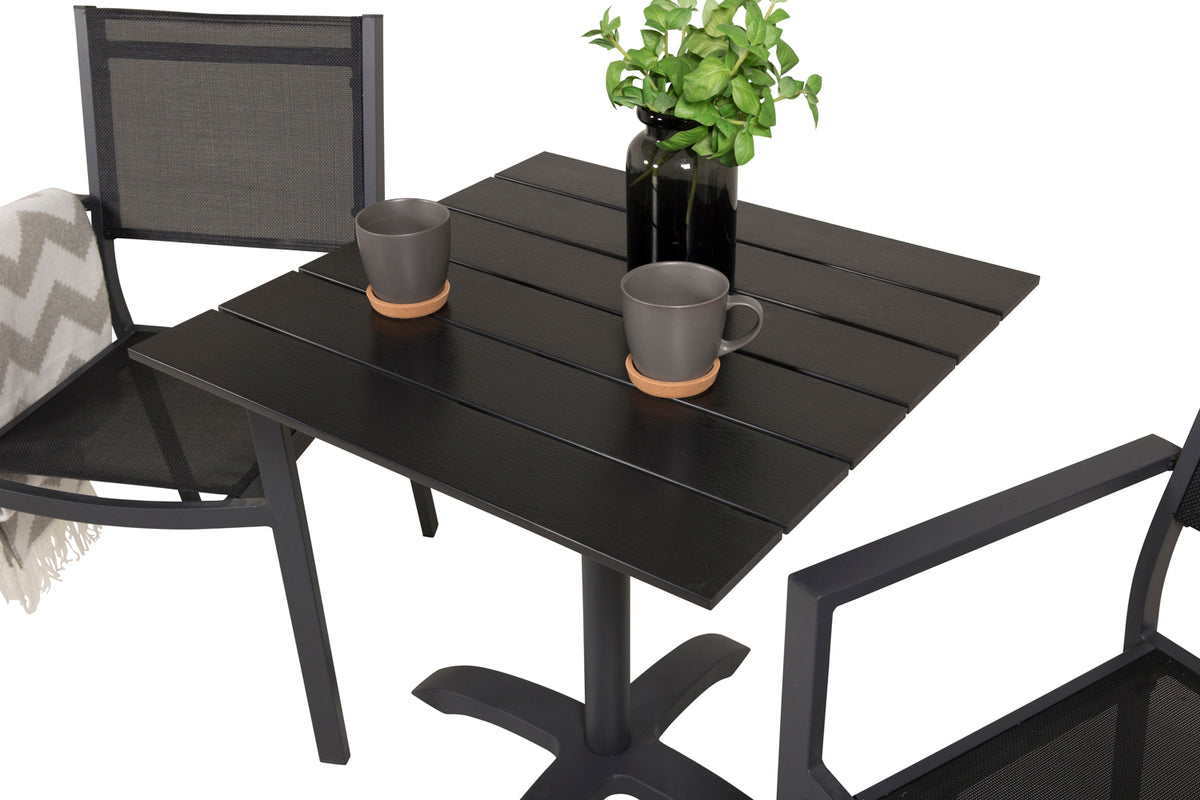 Venture Design Colorado & Copacabana Cafebord 70 x 70 Svart + Matstolar Svart