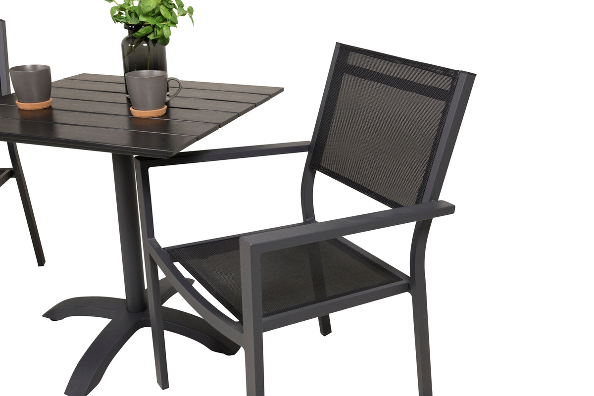 Venture Design Colorado & Copacabana Cafebord 70 x 70 Svart + Matstolar Svart