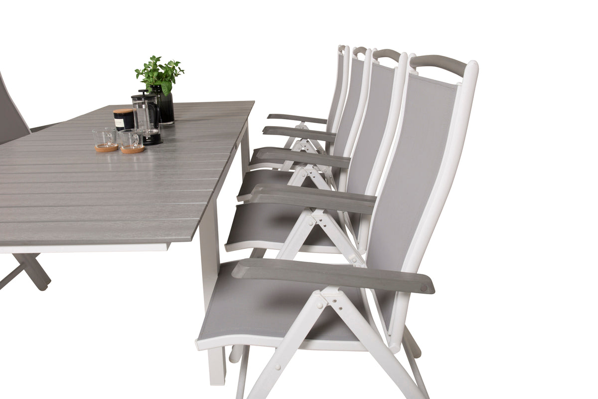 Venture Design Levels & Albany Matbord 160x100x75 + Positionsstolar Vit