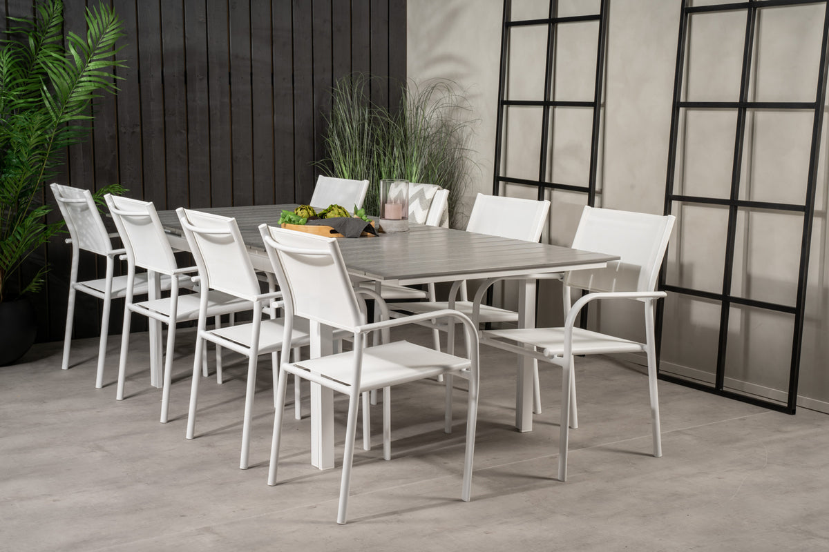 Venture Design Levels & Santorini Matbord 160 x 100 + Matstolar Vit
