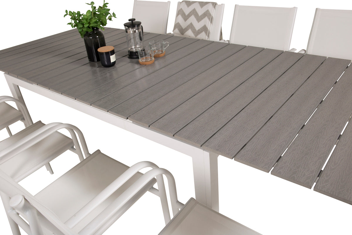 Venture Design Levels & Santorini Matbord 160 x 100 + Matstolar Vit