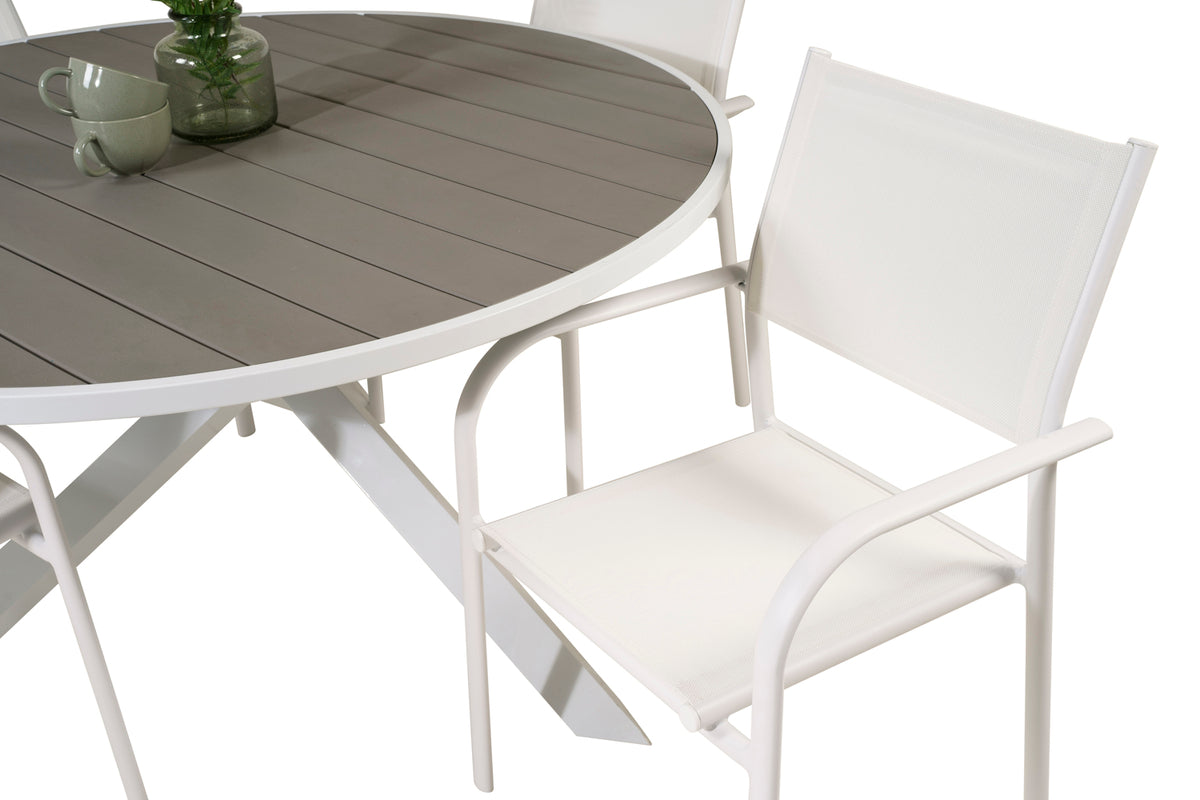 Venture Design Parma & Santorini Matbord ⌀140 + Matstolar Vit