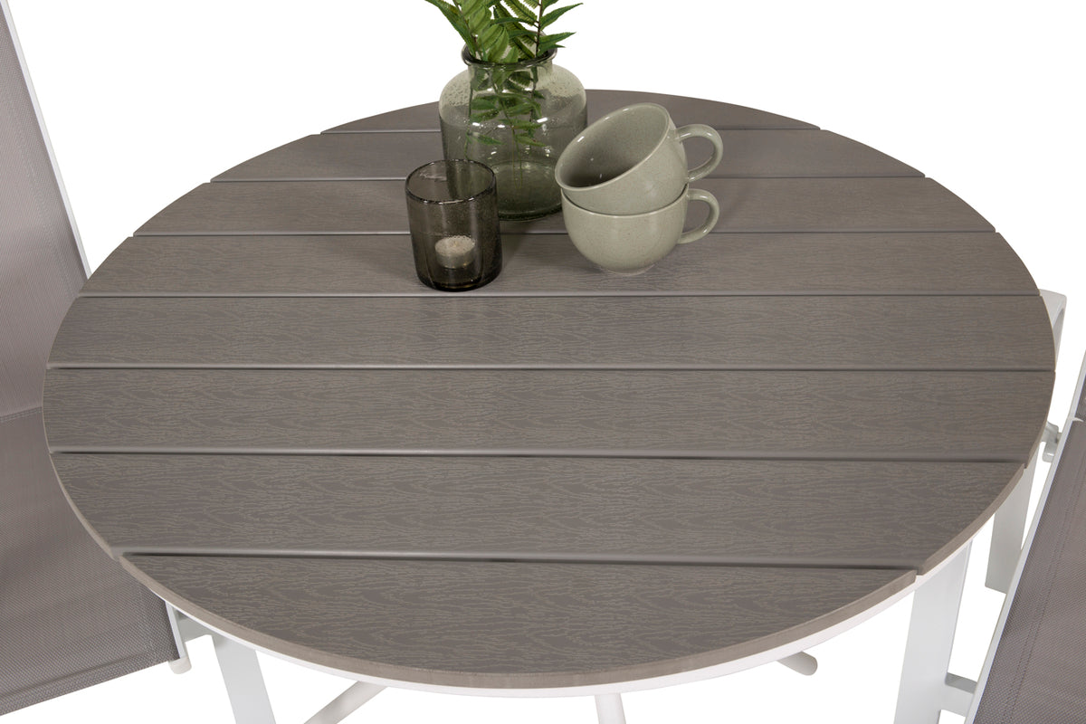 Venture Design Copacabana & Parma Reclinerstolar 2-pack Grå + Cafebord ⌀90 Grå