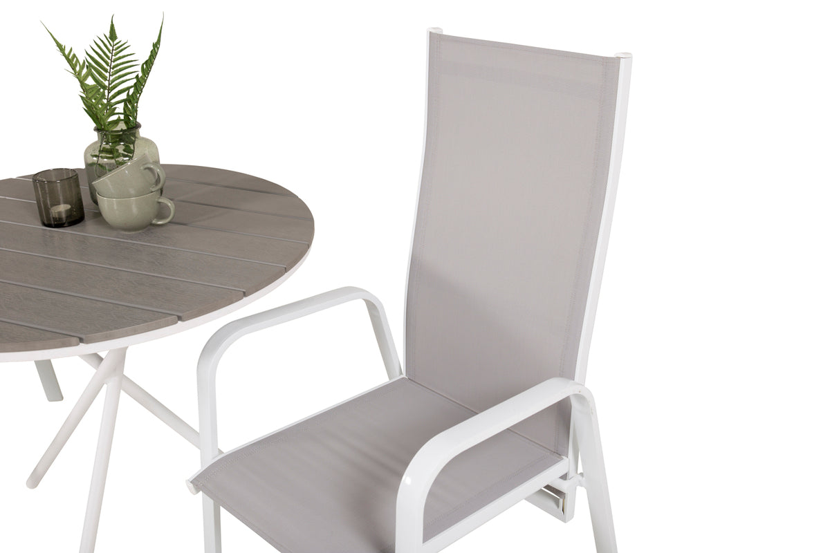 Venture Design Copacabana & Parma Reclinerstolar 2-pack Grå + Cafebord ⌀90 Grå