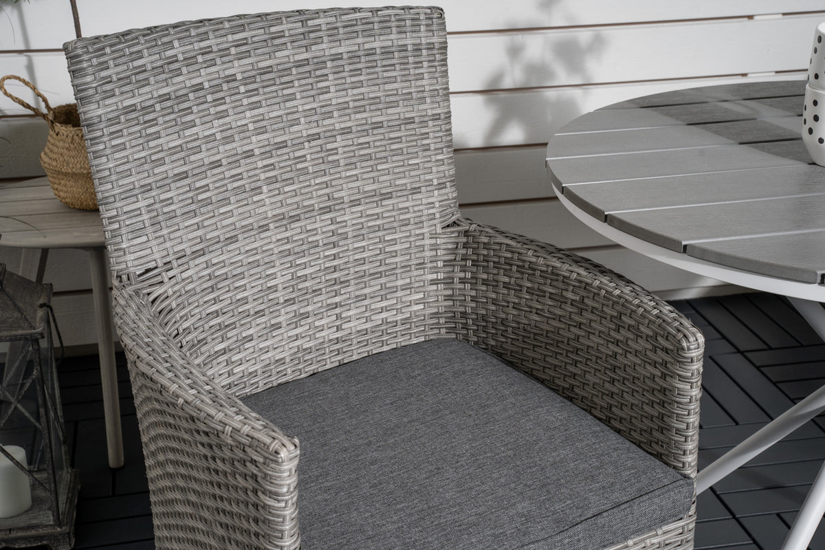 Venture Design Malin & Parma Matstolar 2-pack Grå + Cafebord ⌀90 Grå