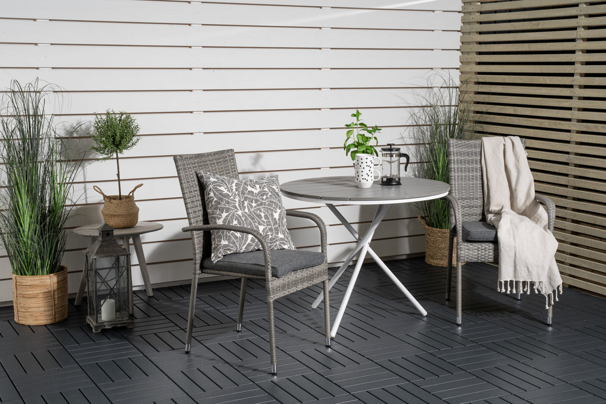 Venture Design Anna & Parma Matstolar 2-pack Grå + Cafebord ⌀90 Grå