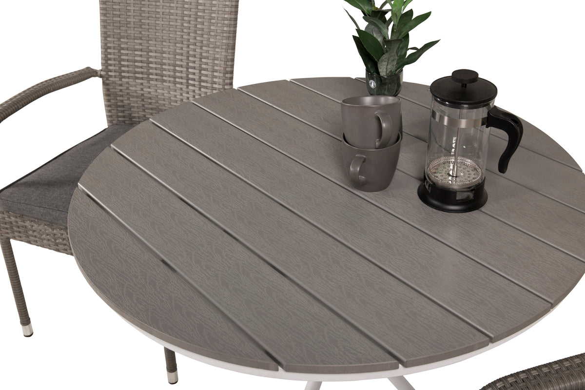 Venture Design Anna & Parma Matstolar 2-pack Grå + Cafebord ⌀90 Grå