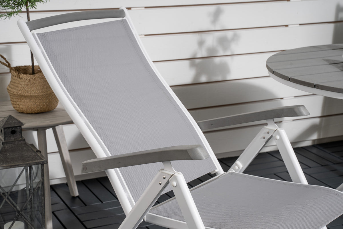 Venture Design Albany & Parma Positionsstolar 2-pack Vit + Cafebord ⌀90 Grå