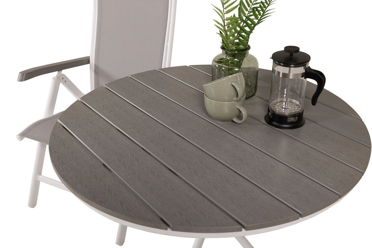 Venture Design Albany & Parma Positionsstolar 2-pack Vit + Cafebord ⌀90 Grå